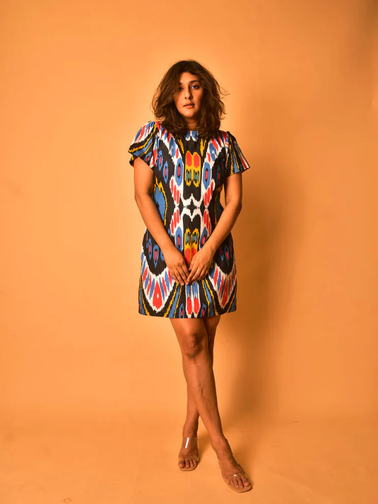 Why So Blue Multicoloured Ikat Dress