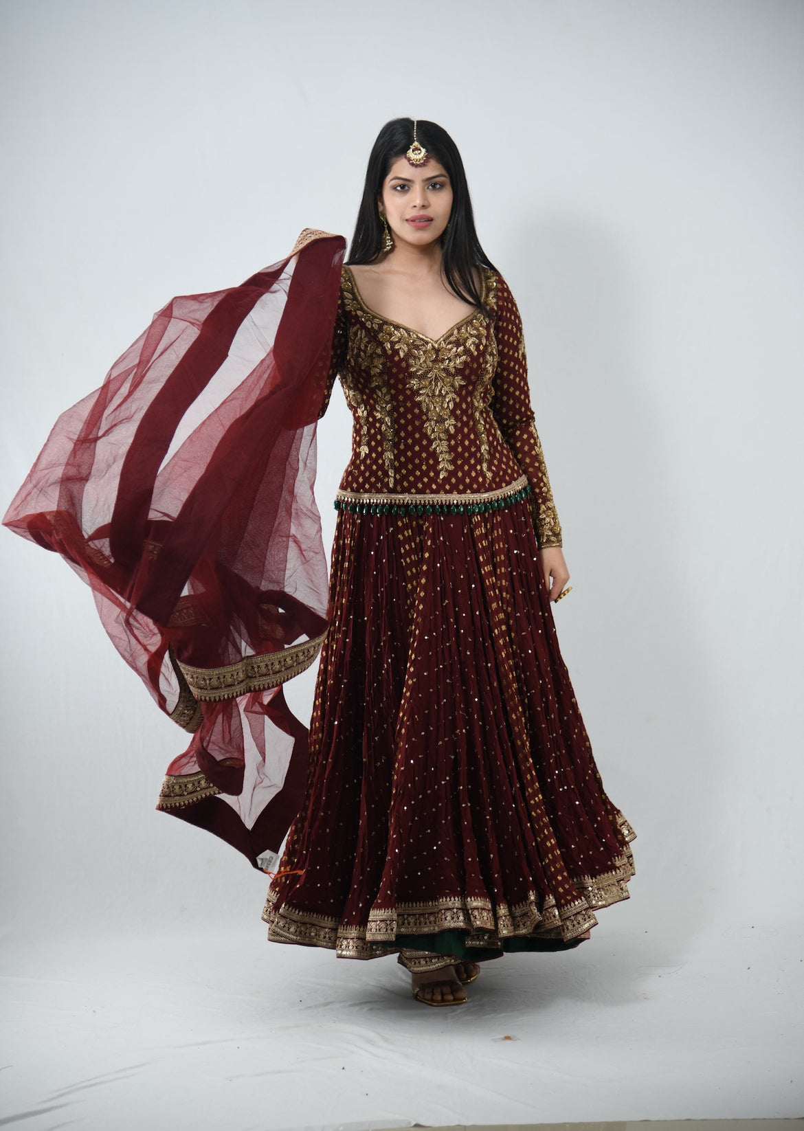 Anamika Khanna Maroon Lehenga Custom Made