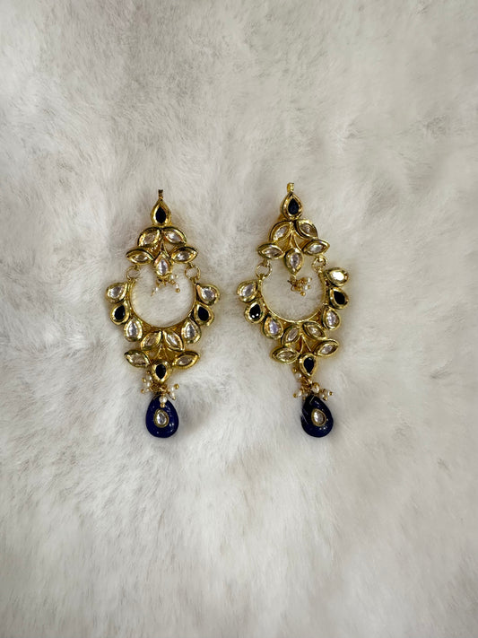 Mandakini Kundan Blue Stone Earrings