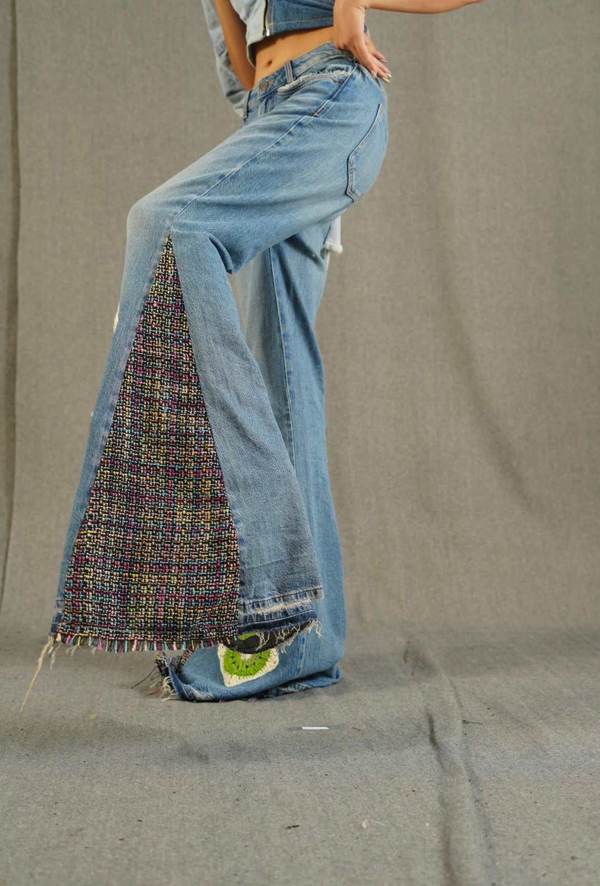 Crochet Upcycled Bell Bottom Jeans