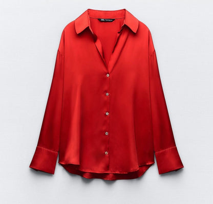 Zara Red Satin Shirt