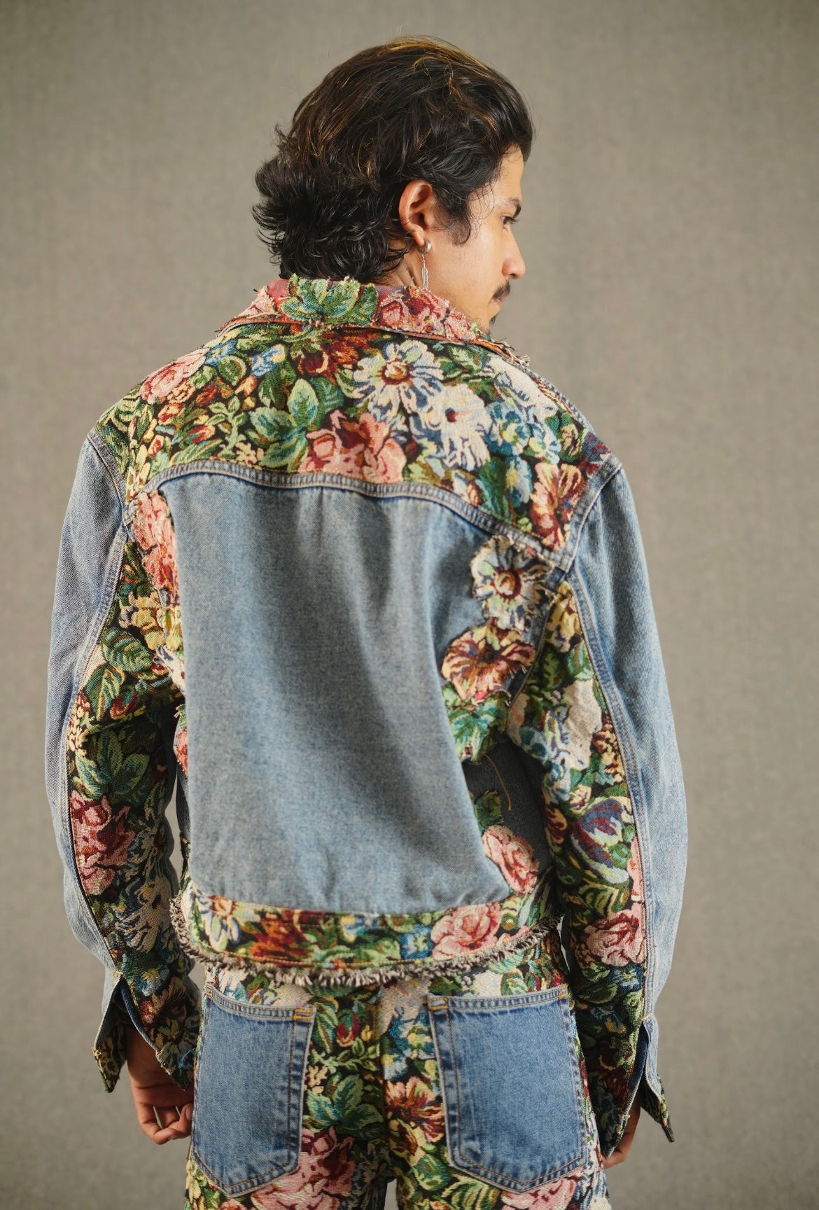 Decon Floral Patchwork Crop Denim Jacket
