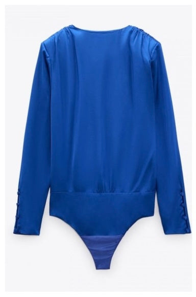 Zara Electric Blue Silk Bodysuit