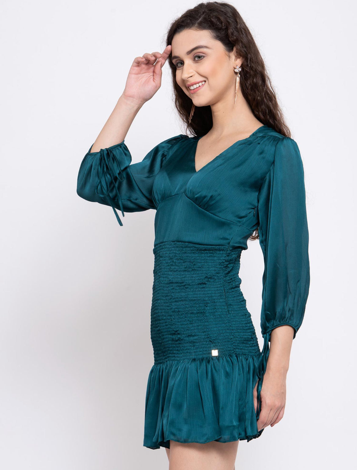 Emblaze Green Smocked Dress