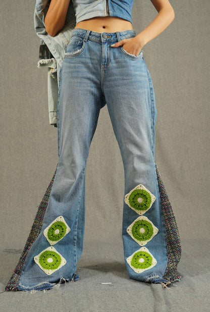 Crochet Upcycled Bell Bottom Jeans