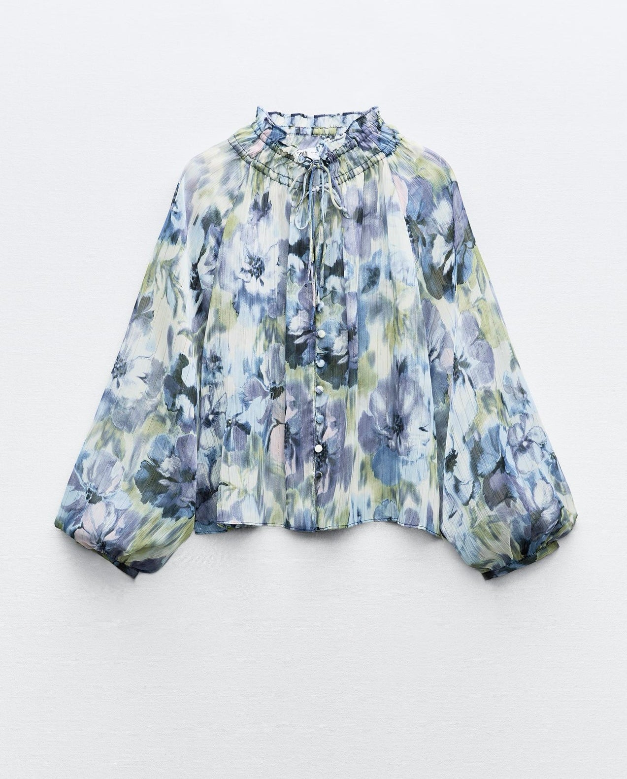 Zara Printed Shirt With Metallic Threds