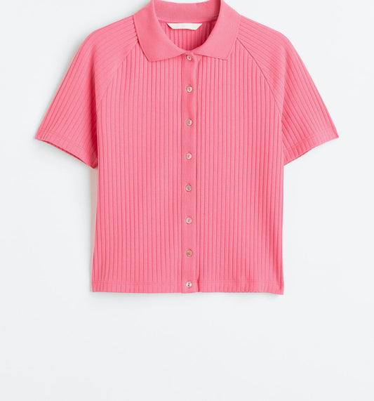 H&M Candy Pink Collared Top