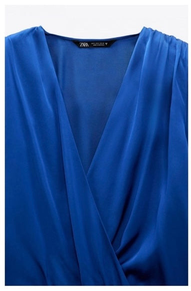 Zara Electric Blue Silk Bodysuit