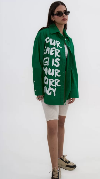 Exhale Green Printed Shirt