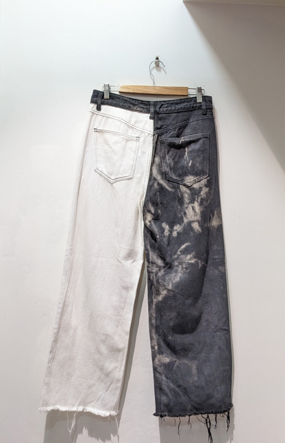 Oriental Dragon and Lightning Print Wide Jeans