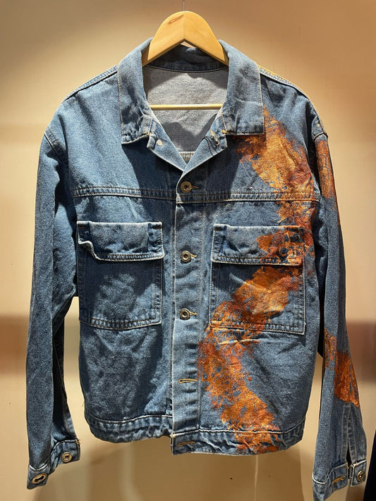 Blue Hand-Painted Unisex Denim Jacket