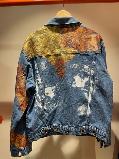 Blue Hand-Painted Unisex Denim Jacket