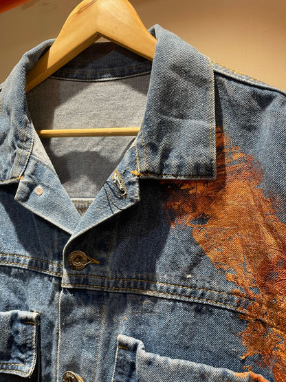 Blue Hand-Painted Unisex Denim Jacket