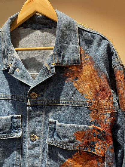 Blue Hand-Painted Unisex Denim Jacket