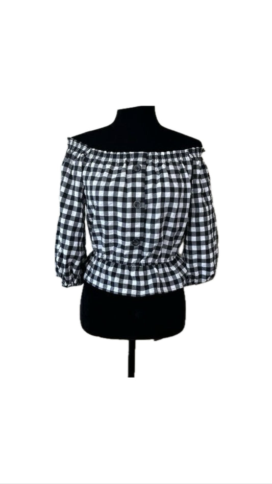 H&M Black & White Checker Top