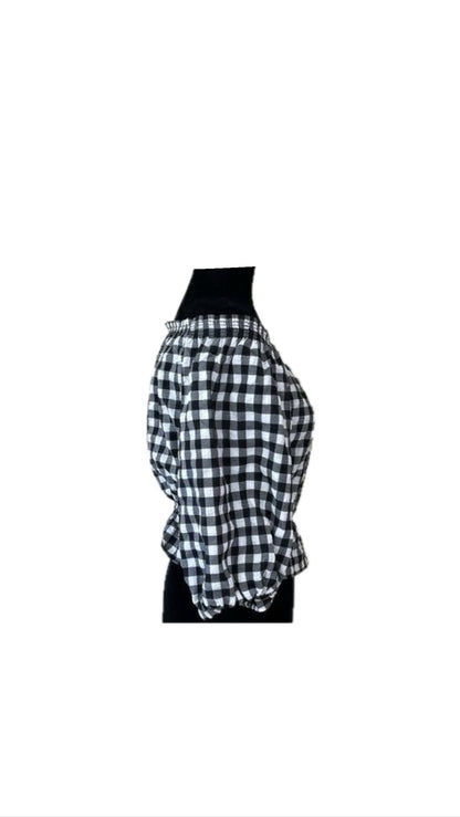 H&M Black & White Checker Top