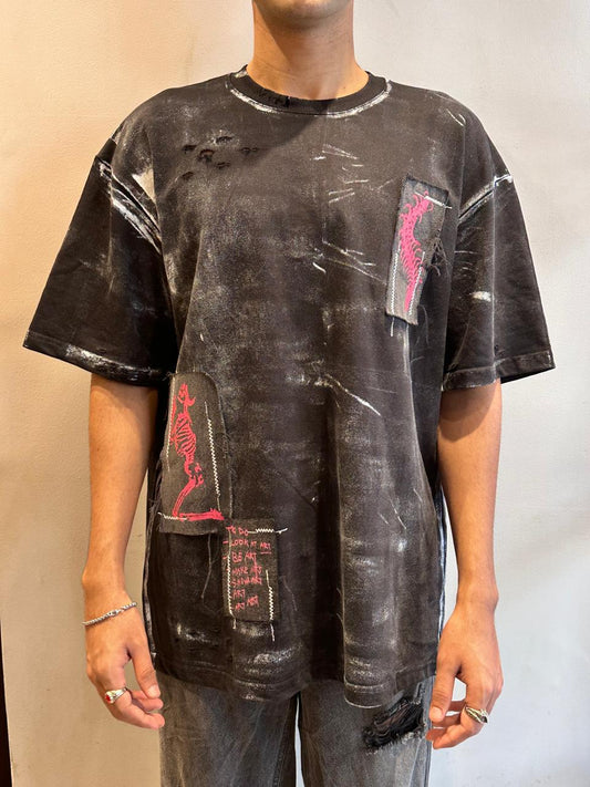 DOG washed patched tee
