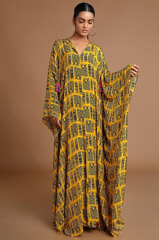 Mustard Masaba Kaftan With Slip