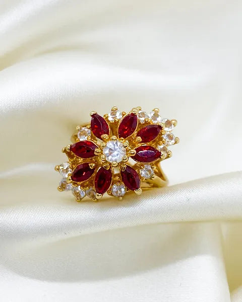 1980s 14ct Gold Plated Garnet Marquise Ring