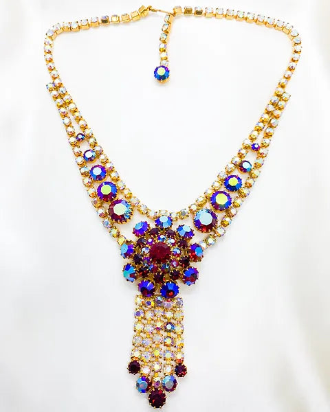 1950s Great Gatsby Ruby and Diamanté Necklace