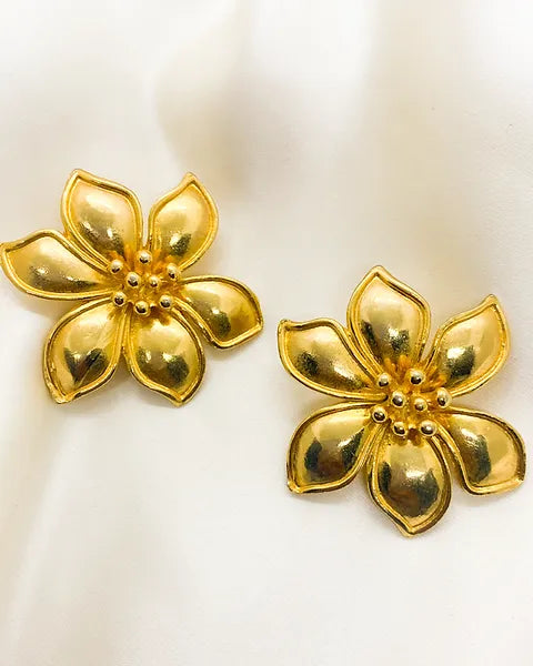 1980s Vintage Golden Flower Clip On