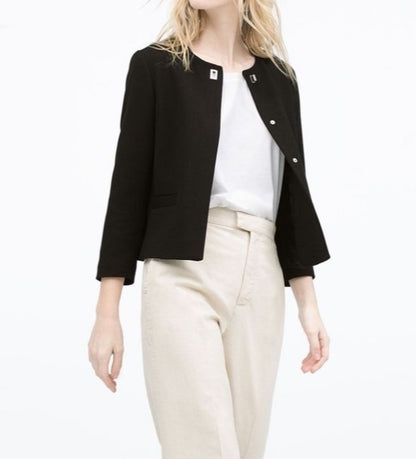 Zara Basic Black Snap Button Jacket