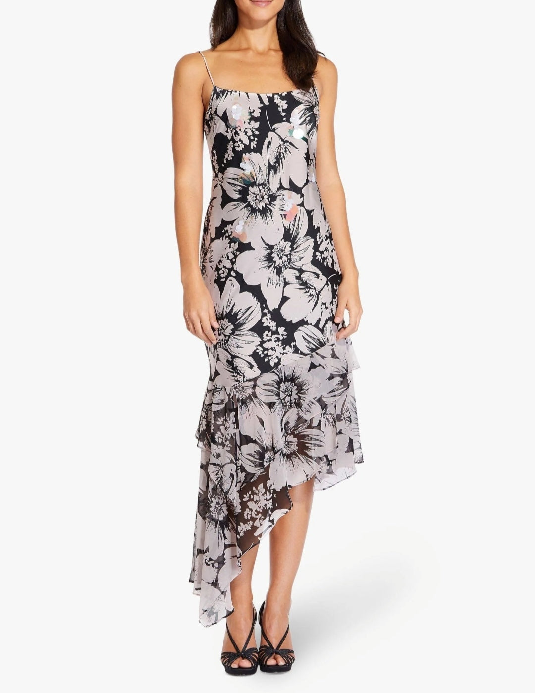 Adrianna Papell Bias Cut Out Floral Printed Dress