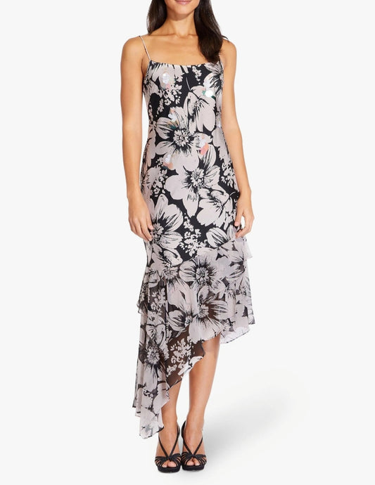 Adrianna Papell Bias Cut Out Floral Printed Dress