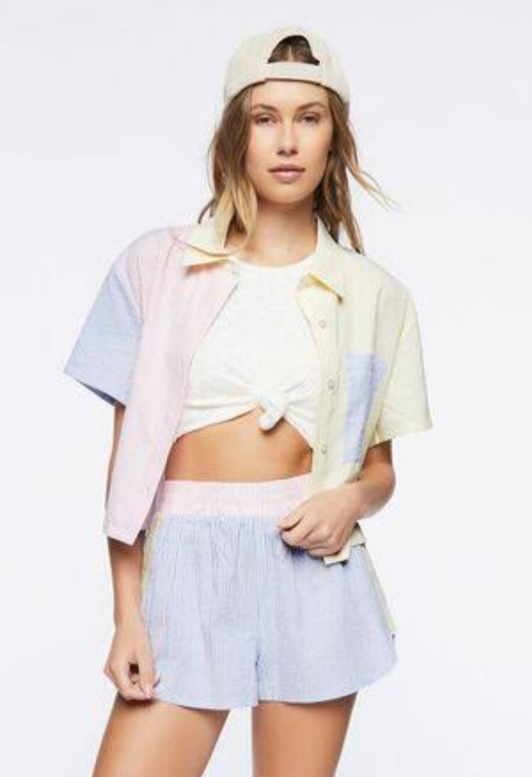 Forever 21 Striped Cropped Shirt and shorts set