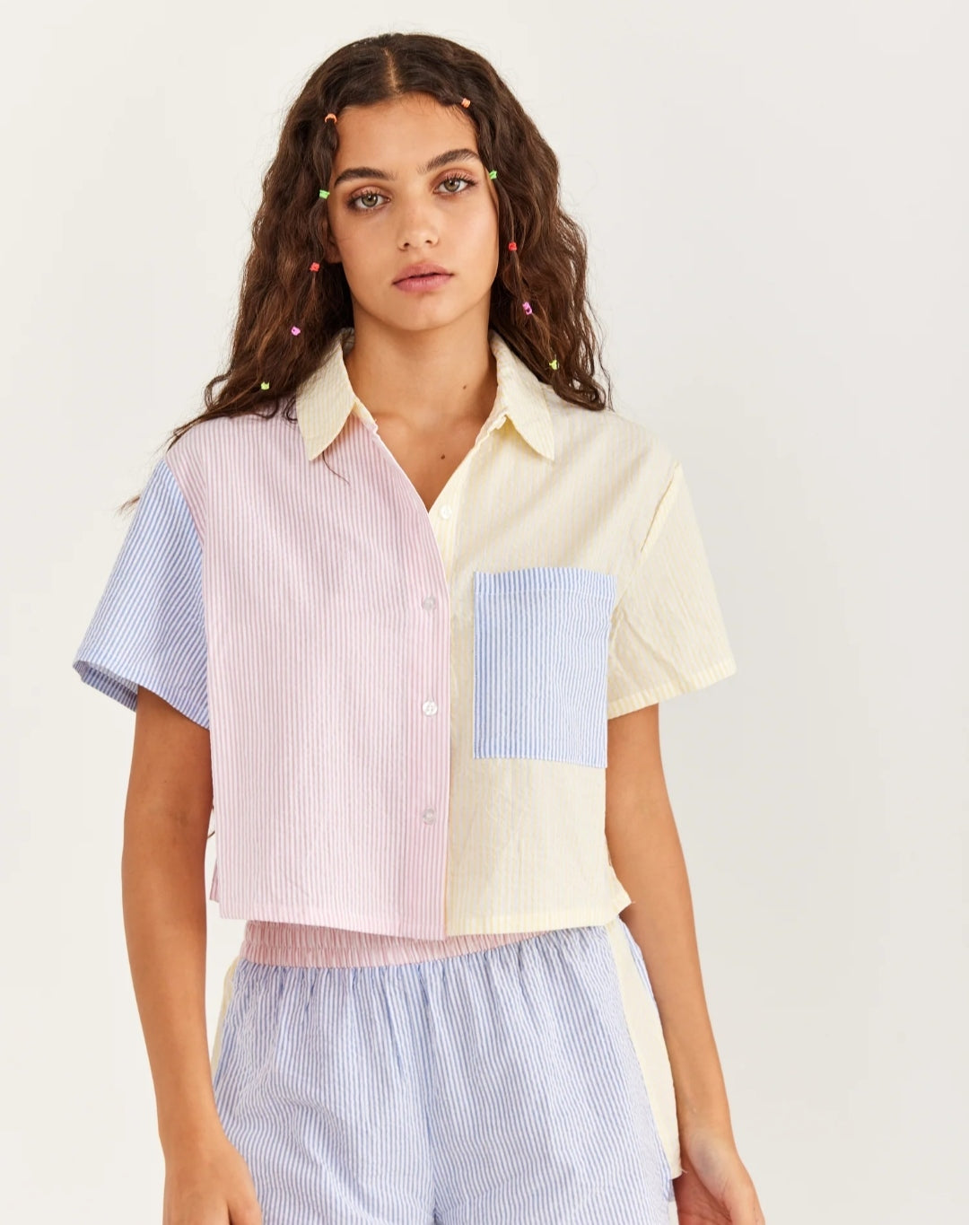 Forever 21 Striped Cropped Shirt and shorts set