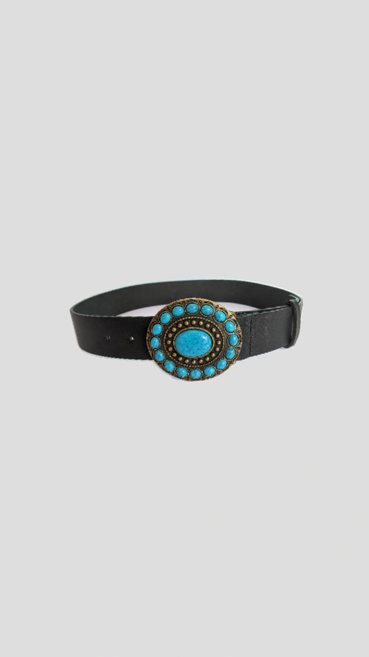 Turquoise Y2k Oval Buckle Belt