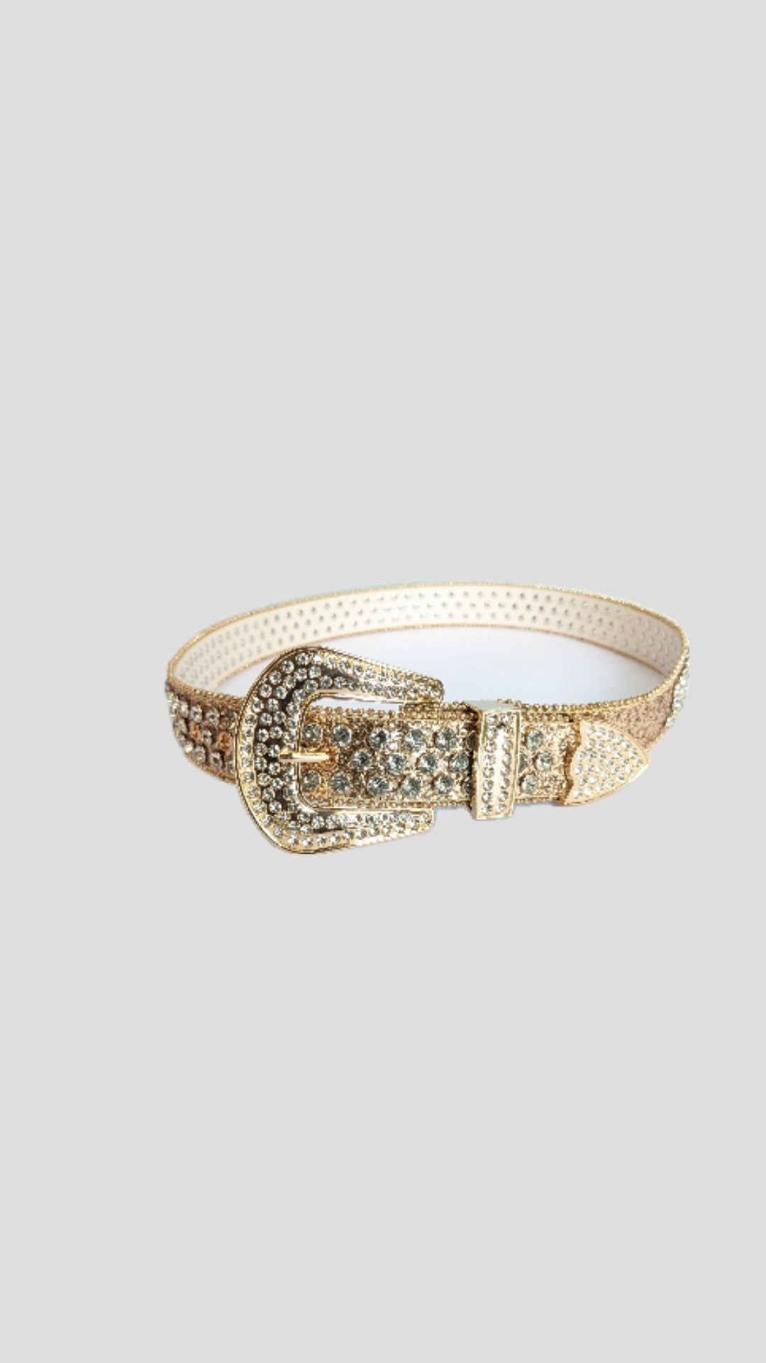 Y2K Rhinestone Studded Gold Belt