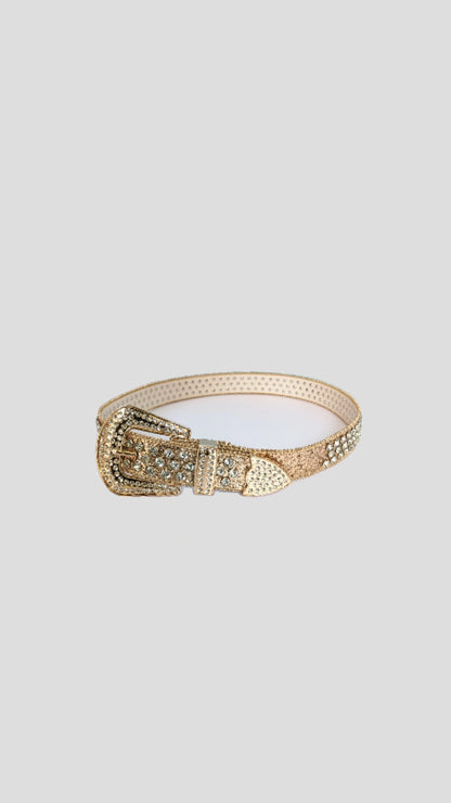 Y2K Rhinestone Studded Gold Belt