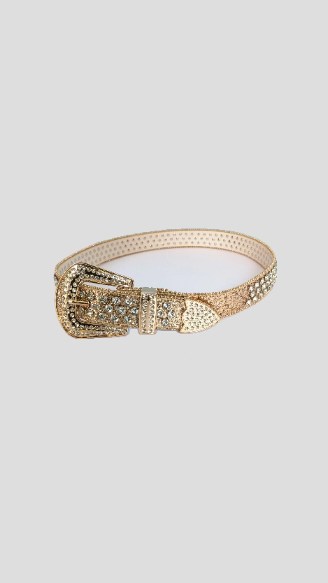 Y2K Rhinestone Studded Gold Belt