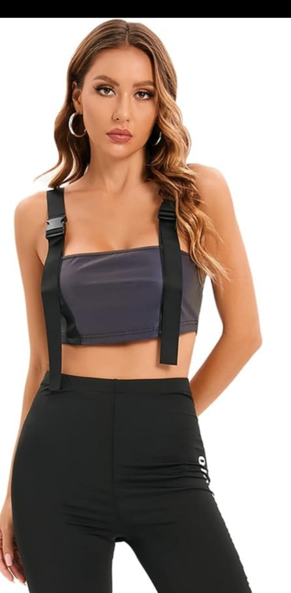 Reflective Buckle Crop Top