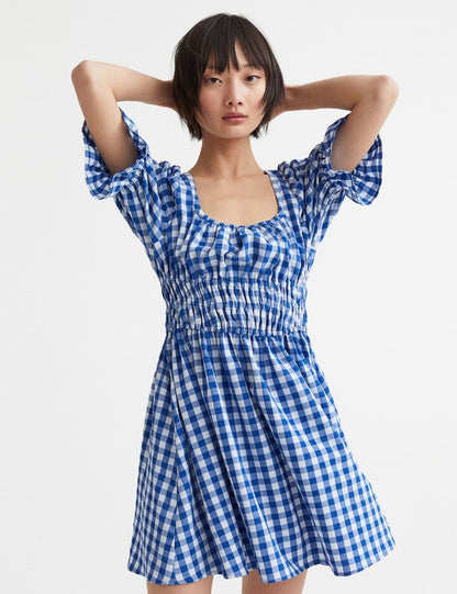 H&M Checked Smocked Dress