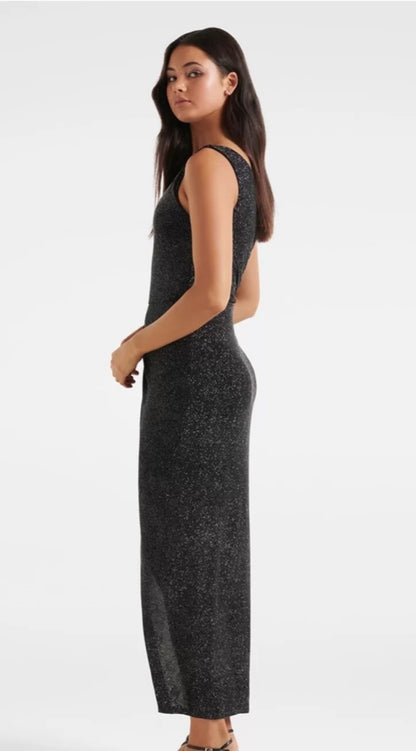 Forever New Black Bodycon One-shoulder Maxi Dress