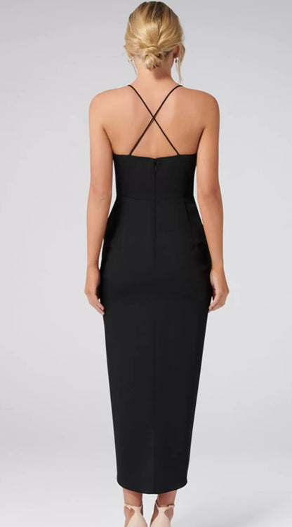 Forever New Black Solid Wrap Dress