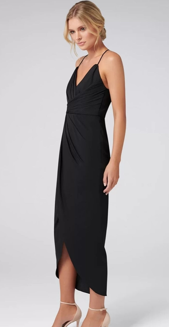 Forever New Black Solid Wrap Dress