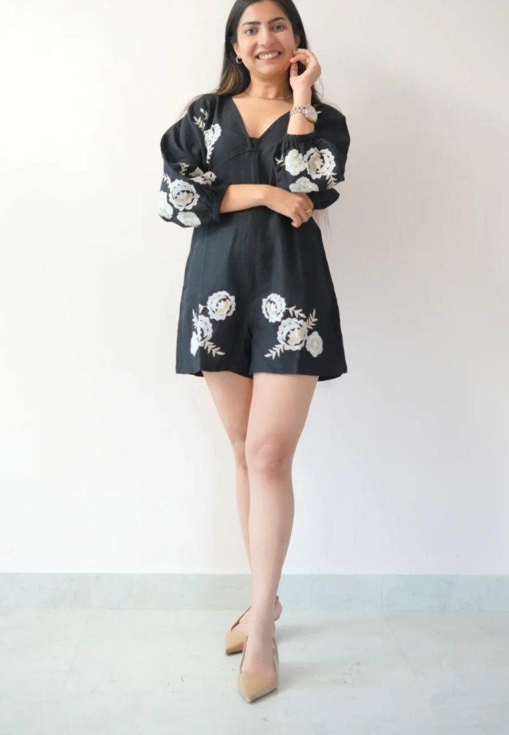 Zara Black Floral Romper