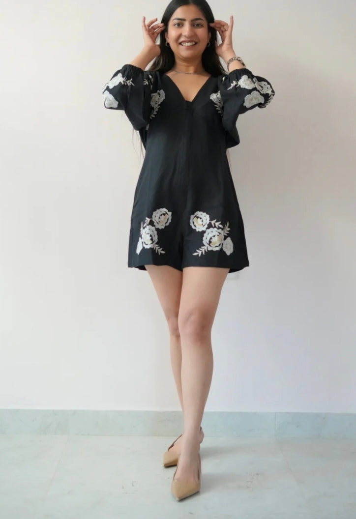 Zara Black Floral Romper