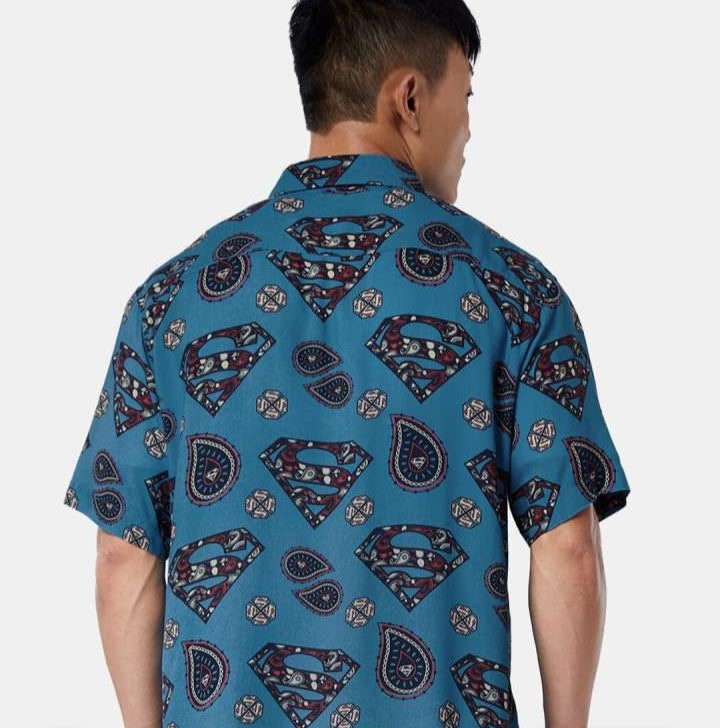 Men Blue Relaxed Boxy Printed casual shirt