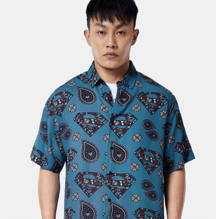 Men Blue Relaxed Boxy Printed casual shirt