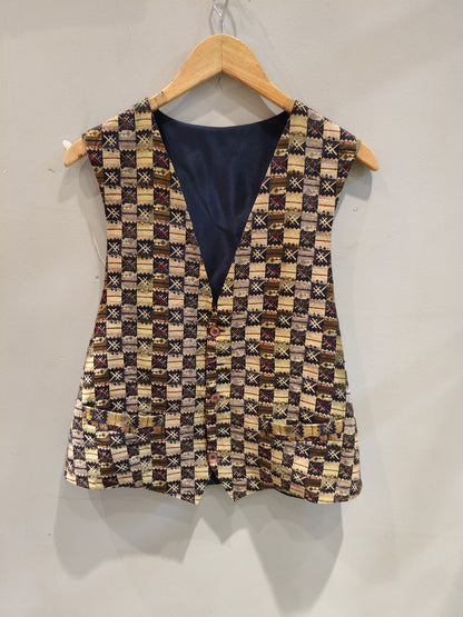 Vintage Checked Printed Vest