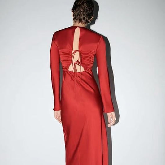 Zara Red Tie Up Back Dress