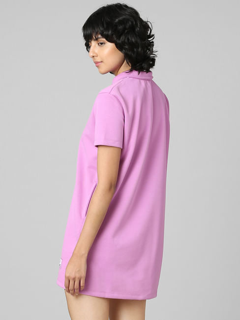 Pink Polo Sweatshirt Dress