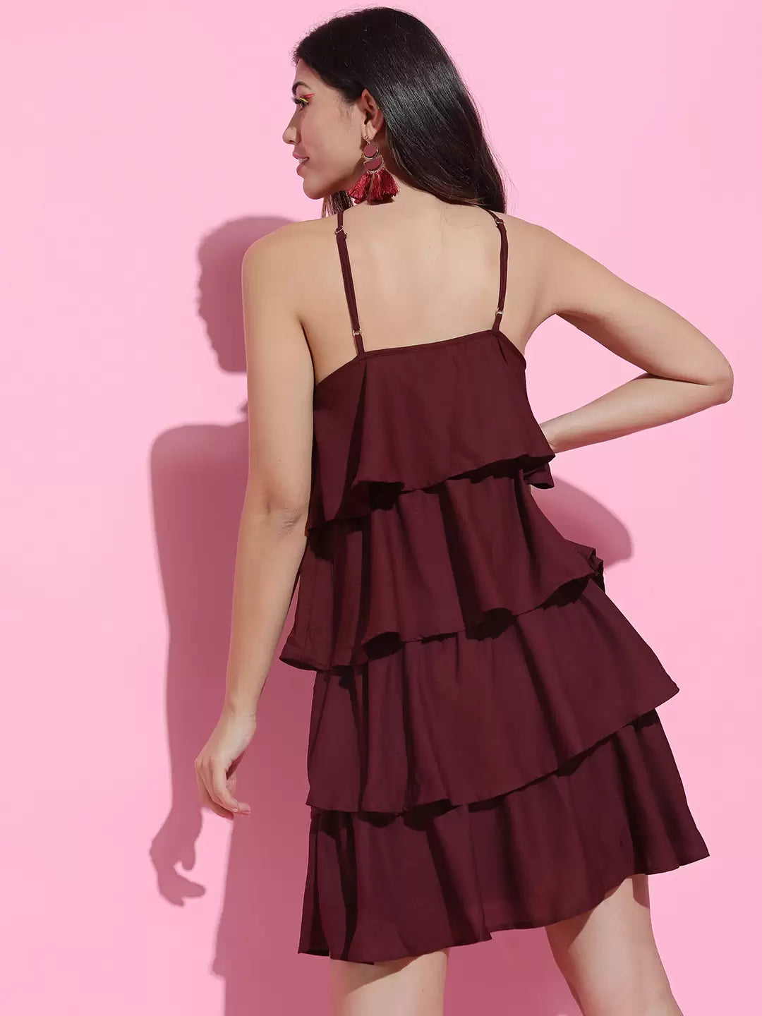 Tokyo Talkies Maroon Flare Dress