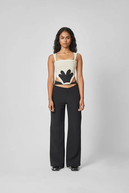 Polite Society Flower Corset - Creme Denim