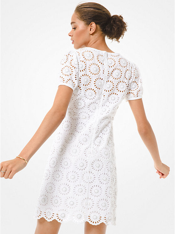 Micheal Kors Embellished Broderie Anglaise Cotton Dress