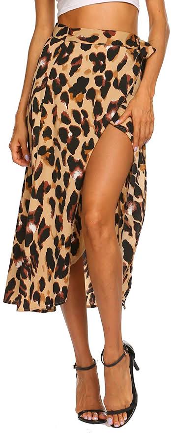 Jeuvre Wrap Around Leopard Print Skirt